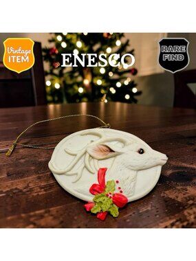 Vintage 1989 Enesco "Fleeting Glance" Reindeer Christmas Ornament G.G. Santiago